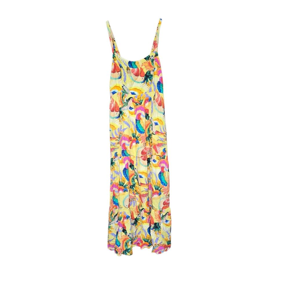 Farm Rio Anthropologie Textured Tropical Bird Maxi Dress Vacation Resortwear - Picture 5 of 10
